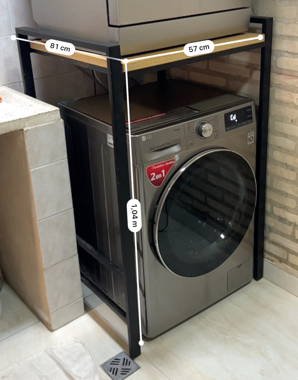 Mueble de hierro porta lavarropa/secarropas/lavavajillas